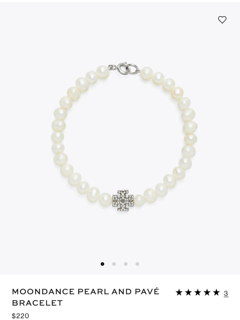 New Tory Burch MOONDANCE PEARL AND PAVÉ BRACELET Logo Classic Event Wedding